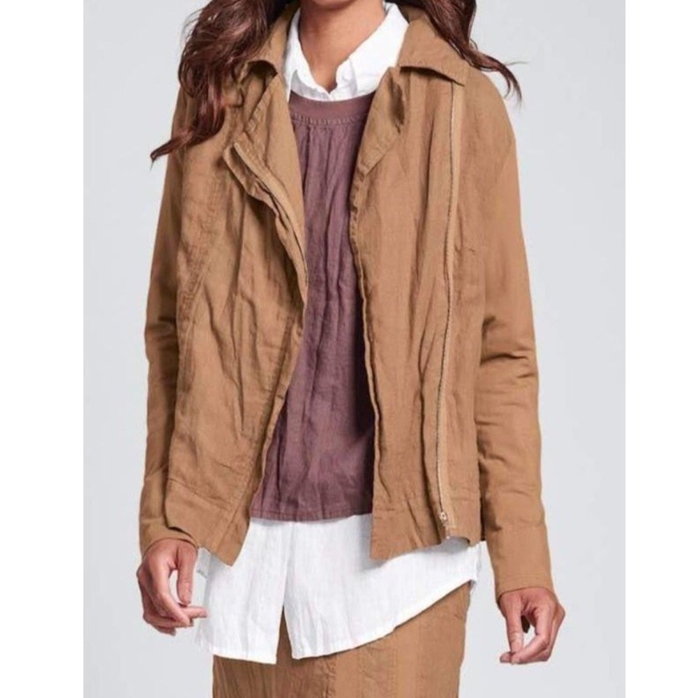 FLAX Wanderlust Linen Jacket Relaxed Java Small - Picture 4 of 15